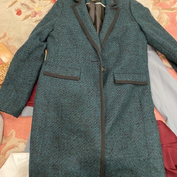 Banana republic / hunter green tweed Italian wool coat small s P - Picture 6 of 11